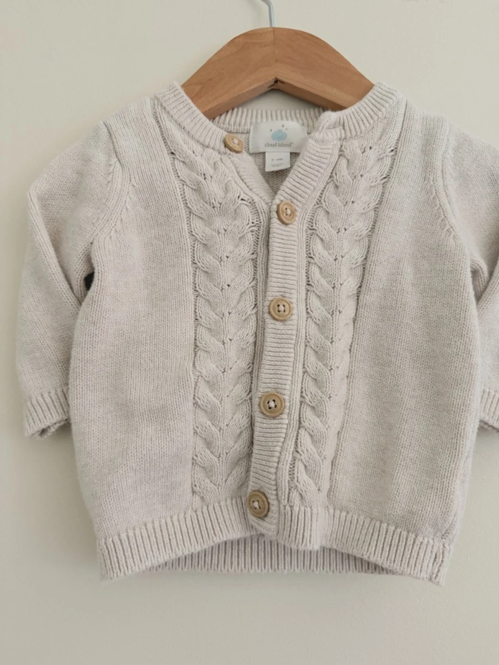 cloud island Cream Knit Baby Cardigan